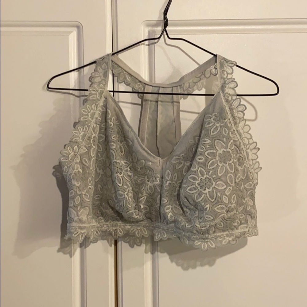 aerie Gray Floral Lace Bralette